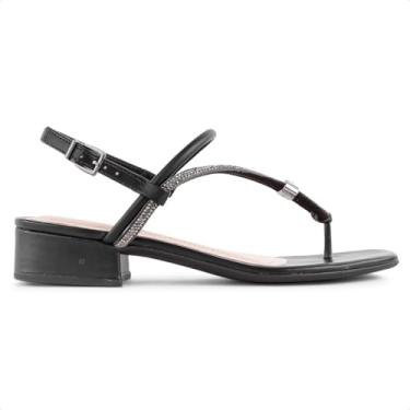 Imagem de Sandália Ramarim Salto Baixo Feminina (Preto/Prata, BR, Adulto, Numérico, 38)