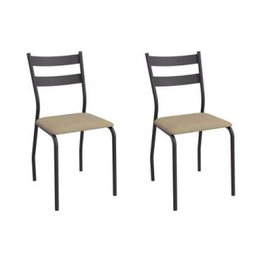 Imagem de Cadeira Sala de Jantar Bali 2C141PRF Aço Kit 2 Un Preto/ano Capuccino 