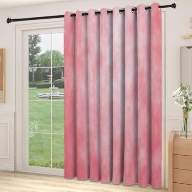 Imagem de Divisória de parede de cortina de sala de coral, impressão abstrata de efeito tie dye em aquarela pálida, adequada para porta de vidro deslizante, cortinas térmicas de sala de estar, L 250 x C 213 cm,