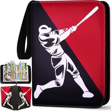 Imagem de Fichário de cartão de beisebol, 440 bolsos, 55 mangas, pequeno fichário de beisebol, 3 anéis com zíper, porta-cartões colecionáveis, 4 bolsos, mini coleção esportiva, organizador de livros, pasta de