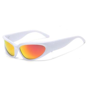 Imagem de Óculos de sol Goggle Mulheres Homens Moda Óculos de sol Punk Óculos Feminino Rosa Espelho Óculos UV400,C15 Branco RedMir,Tamanho único
