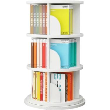 Imagem de Estante Giratória Estante De 3 Camadas Estante De Chão Prateleira De Livros Para Sala De Estar Exibição De Estante De Escritório, White, 50 * 96cm