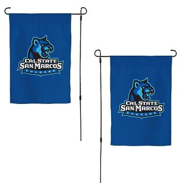 Imagem de Desert Cactus Bandeira de jardim Cal State San Marcos CSSM – Banner Cal State San Marcos Cougars de 48 x 30 cm, para exibição ao ar livre e eventos (Design A)