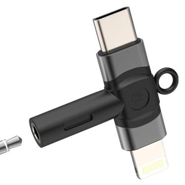 Imagem de Adaptador USB C Lightning para conector de áudio de 3,5 mm (2 em 1) para divisor de cabo de fone de ouvido Apple AUX para iPhone 16 15 14 Pro Max para iPad, compatível com conector de microfone