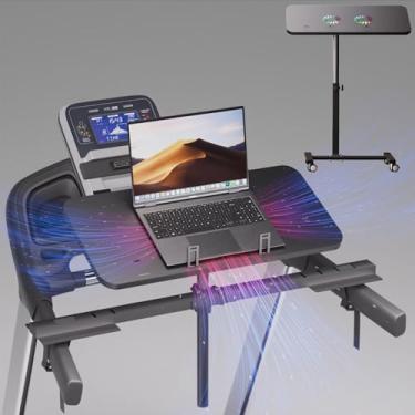 Imagem de Esteira multifuncional de madeira para laptop com 2 ventoinhas de refrigeração. Suporte para mesa de trabalho para laptop, livros, tablets e arte, feito para sofá, esteira, carro, cama, cadeira ou