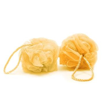 Imagem de Esponja De Banho Buettner Pote C/ 2 Unidades C/ Cordão Nylon Amarela