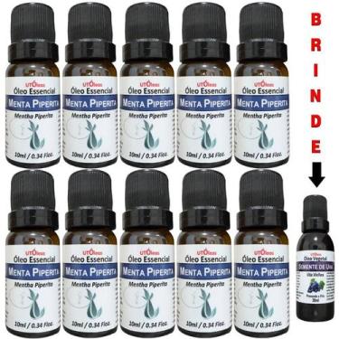 Imagem de 10x Óleo Essencial De Menta Piperita 100% Puro 100ml - Utoleos