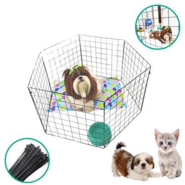Imagem de Cercado Móvel 6 Telas 40x40cm Tela Aramada mimo Gaiola Modular Pet Coe