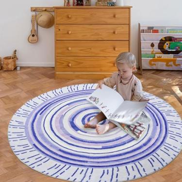 Imagem de USTIDE Tapete redondo pirulito 1,6 m roxo macio tapete antiderrapante para sala de estar, sala de jantar, lavável, antiderrapante, decoração de casa
