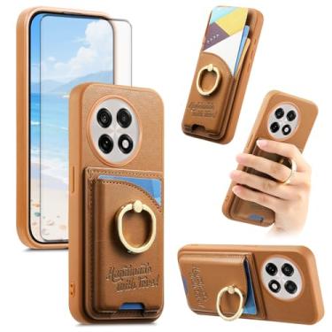 Imagem de Asuwish Capa de telefone para OnePlus 13R 5G capa carteira com protetor de tela de vidro temperado e suporte de cartão de crédito de couro PU anel suporte acessórios celular One+ 13 R R14 mulheres