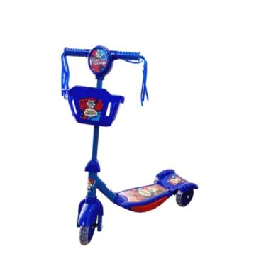 Imagem de Patinete Infantil 3 Rodas, LED e Som, Guidão Ajustável 70cm, Cesto, Suporta 50kg, Azul/Verde/Rosa (Azul)