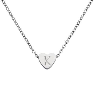 Imagem de PATIKIL Colar de coração com inicial para mulheres, banhado a ouro 18K, corrente de aço inoxidável delicada, nome personalizado, letra K, colares com pingente para mulheres, joias, presentes, tom