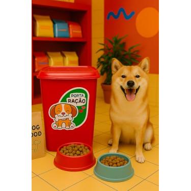 Imagem de Porta Ração 6 litros Pote para Ração de Cães e Gatos (Cachorro Vermelho)