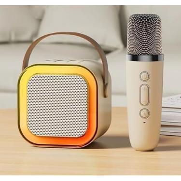 Imagem de Microfone para Karaokê com Caixa de Som Portátil, Bluetooth, Amarelo