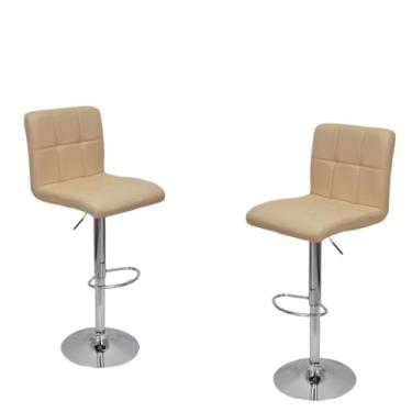 Imagem de Kit 4 Banquetas Confort Estofada Couro Giratória c/regulagem(Bege)