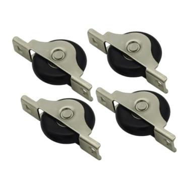 Imagem de Generic 4 peças polia de janela rolos de porta resistentes ao desgaste banheiro ferro cozinha ferragens substituição portas deslizantes rodas polia de nylon, Preto Grande