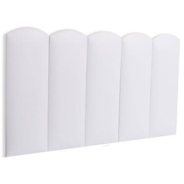 Imagem de Cabeceira Solteiro Kit 5 Placas Modelo Nuvem - Courino Branco