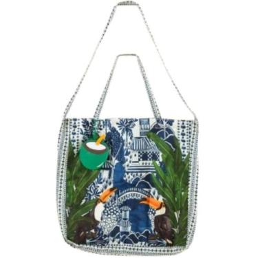 Imagem de Original! Sacolinha Bolsinha Ecobag Farm Frutas Coco - Azulejo Macau -