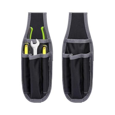 Imagem de Pacote com 2 pequenas bolsas de ferramentas com clipe de cinto, 4 bolsos bolsa pequena para cinto de ferramentas, bolsa de eletricista com clipe de metal, bolsa organizadora de trabalho multiuso para