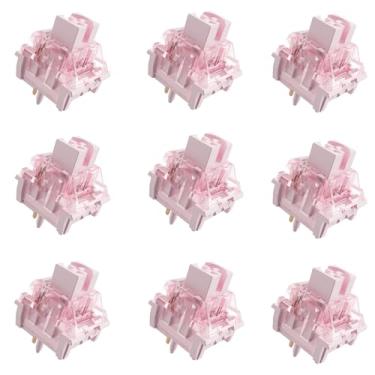 Imagem de Gngzyte Zhouwang Interruptores de teclado rosa, pré-lubrificados de 5 pinos com interruptores táteis à prova de poeira de parede para teclado mecânico MX para jogos (rosa, 108 peças)