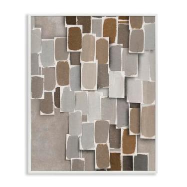 Imagem de Stupell Industries Design de arte giclée emoldurado branco em camadas de formas neutras bloqueadas por Emma Peal, 35 x 28 cm
