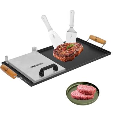 Imagem de Chapa Com Cabo Lateral 60x30 Ferro Industrial Fogão Cor Grafite com 3 acessórios utéis