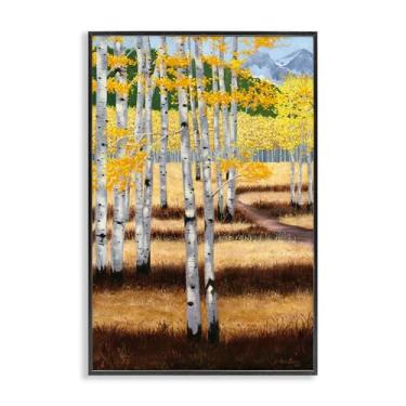 Imagem de Stupell Industries Autumn Birch Trees Field Black Framed Giclee Art Design por Julie Peterson, 61 x 40 cm