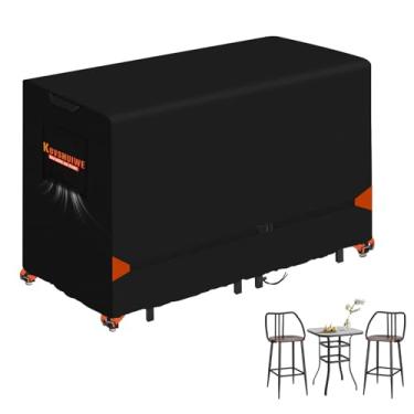 Imagem de Conjunto de capa de pátio com altura de bar, capa Kovshuiwe para mesa de bar e cadeiras de bar alto/conjunto de bistrô alto para uso externo, capa de móveis para pátio de topo alto, conjunto de 3