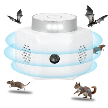 Imagem de Plugue repelente de pragas ultrassônico – Branco 4 modos repelente de roedores para ratos, ratos, esquilos, morcegos, dispositivo de dissuasão de mouse interno para casa, garagem, sótão, porão