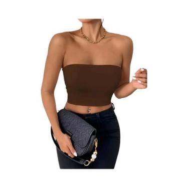 Imagem de Top tubinho sexy bodycon, top tubinho elástico sólido, tops casuais to