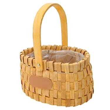 Imagem de Cesta de cesta de flores de vadão, cesta de páscoa de páscoa de vime cesto de armazenamento de piquenique durável seguro com alça lisa para decorações de festas de casamento em