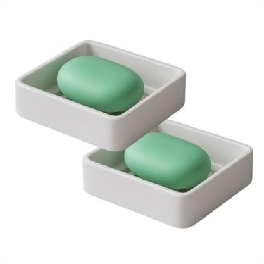 Imagem de Kit 2 Saboneteiras Modernas Porta Sabonete Barra Drenagem Escorredor Banheiro Pia Lavabo Cozinha (2 Branco N1)