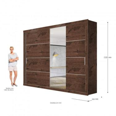 Imagem de Guarda Roupa Casal 4 Espelhos 2 Portas de Correr Essencial Siena Móveis Jacarandá