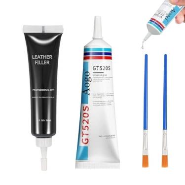 Imagem de Kenbry Kit de reparo de vinil, kit de reparo de vinil preto com cola de couro para interiores de carros, móveis, sofás, sapatos, restaurar arranhões de couro, rasgos e buracos de queimadura