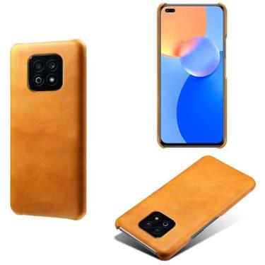 Imagem de Capa para Honor Play 5 Vitality,Proteção contra quedas,Casca de volta de cor sólida simples,Design de couro de imitação de plástico-Orange
