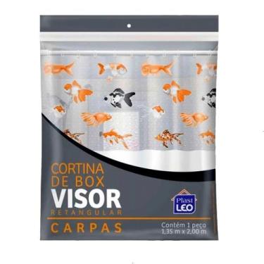 Imagem de Cortina de Box para Banheiro Vinil Com Visor Retangular 1,35x2m Estamp