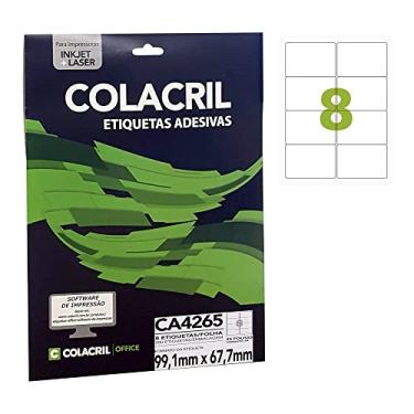 Imagem de Etiqueta Adesiva Colacril, Ink-Jet/Laser A4, CA4265, Branco, 99.1 x 67.7 mm, envelope com 25 fls-200 etiquetas