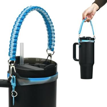 Imagem de Wongeto Alça para garrafa de água, alça de garrafa de água Paracord, suporte de garrafa com alça, serve na maioria das garrafas de 227 a 1,134 g compatíveis com acessórios Stanley Cup (oceano +