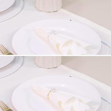 Imagem de Kit 7 Pçs 2 Lugares Mesa Posta Completo (Caminho,Capa Sousplat,Base,Guardanapo,Anel) Basic Cristalino