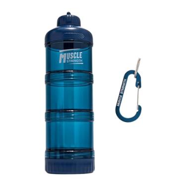 Imagem de predolo Recipiente de proteína em pó com dispensador de proteína Recipiente para alimentos para academia de ginástica e esportes, Azul