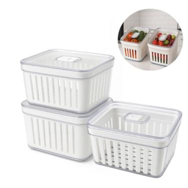 Imagem de Kit 4 Organizador De Geladeira 3.8 Litros Cesto Com Tampa Multiuso Alimentos Verduras E Vegetais(3 Organizador 3,8L)