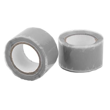 Imagem de Fitas de Silicone Autofusíveis, 2 Rolos de 1,5 M / 4,9 Pés Fita Adesiva à Prova D'água Com Isolamento de Mangueira de água Substituição de Fita de Vedação para Reparos de (Cinza)