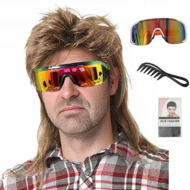 Imagem de Peruca Lotfon Mullet Masculina Joe Dirt 28 cm, traje marrom claro