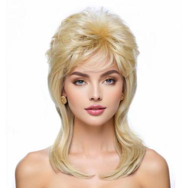 Imagem de Peruca Airhostess Mullet Sintética Loira Clara 48cm