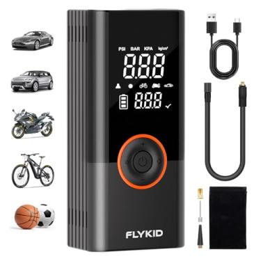 Imagem de FLYKID Compressor de ar portátil para inflador de pneu - Bomba de ar digital de 150PSI para pneus de carro, inflação rápida para SUV/caminhão/bicicleta, luz LED, bateria recarregável - emergência na