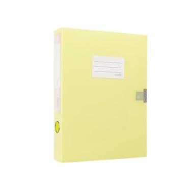 Imagem de Bolsa de documentos Caixa de arquivo A4 55 mm pasta de contrato de grande capacidade material de escritório caixa de armazenamento de dados suporte de documentos (amarelo)