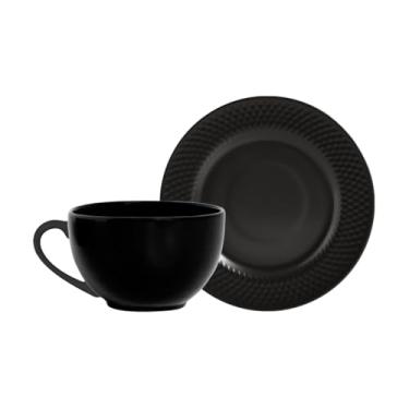 Imagem de Conjunto Alleanza de 6 Xicaras Chá c/pires Relevo Black