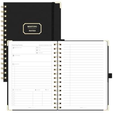 Imagem de EMSHOI Caderno de reuniões para trabalho – Agenda A5 de meia reunião, 140 páginas, papel grosso 100GSM, capa dura, organizador de projetos para mulheres e homens, escritório, negócios, anotações, 15 x