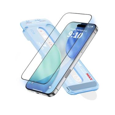 Imagem de FLOLAB Protetor de tela NanoArmour ONETIME MAX para iPhone 17 Pro Max: protetor de tela transparente antiluz azul, borda infinita, vidro temperado de grau militar, durável, fácil instalação, livre de