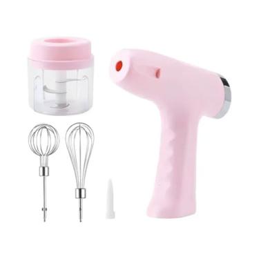 Imagem de Mini Batedeira Processador Mixer Elétrico Portátil Sem Fio Rosa